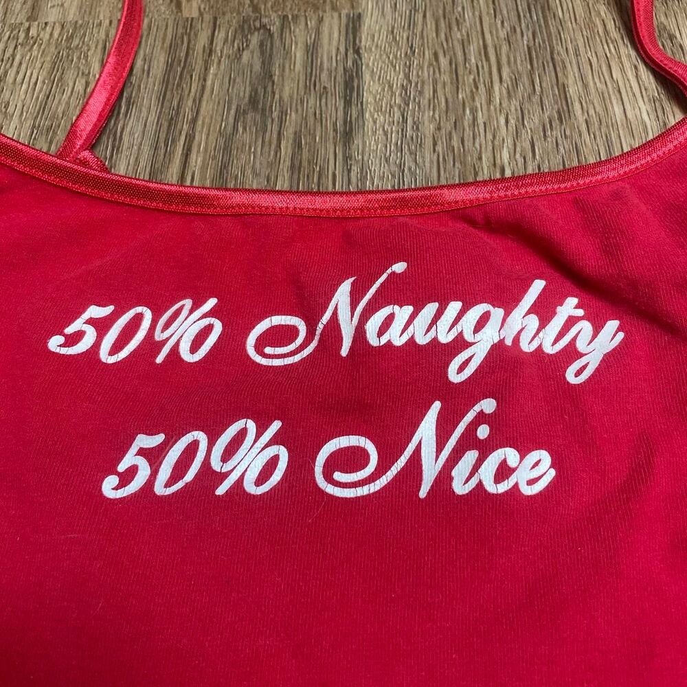 ufc vintage 2000s y2k rare wrestling red naughty nice cropped tank top size med - Picture 2 of 5